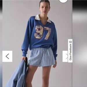 BDG High Waist Blue and White Striped Shorts